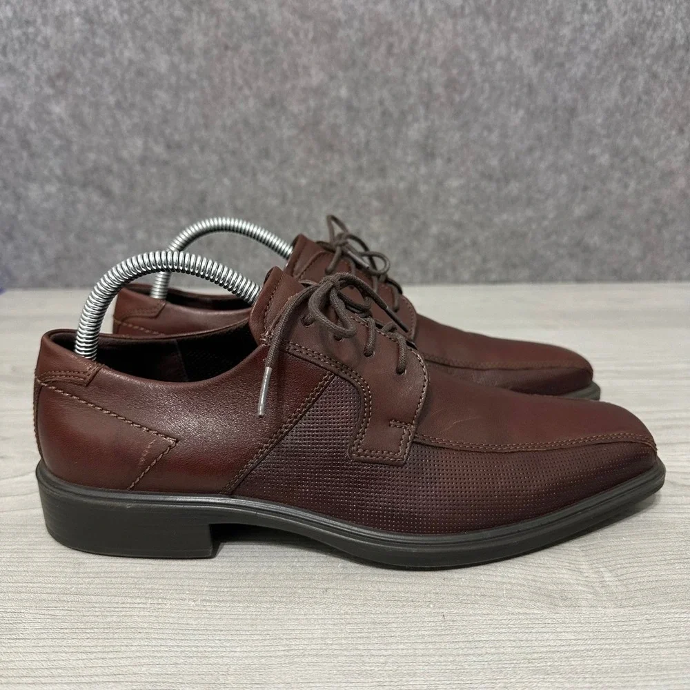 ECCO Minneapolis Perf Bike Tie Men's Size 6 Brown‎ Leather Dress Shoes